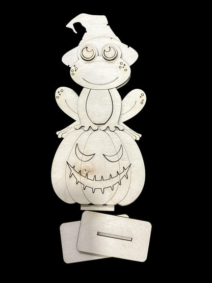 DIY Frog sitting Pumpkin, Fall Sitter, Unfinished, Unfinished Shelf