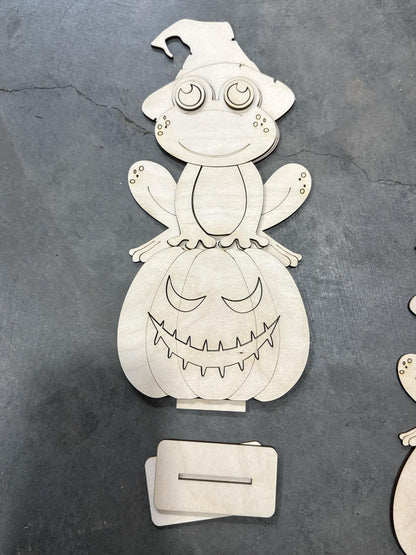 DIY Frog sitting Pumpkin, Fall Sitter, Unfinished, Unfinished Shelf