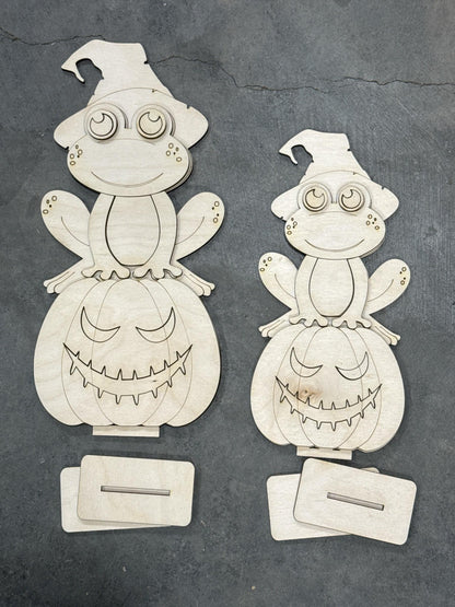 DIY Frog sitting Pumpkin, Fall Sitter, Unfinished, Unfinished Shelf