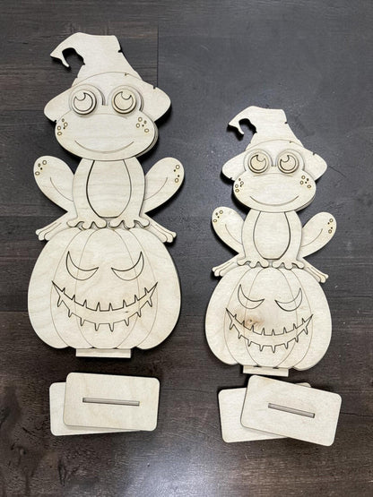 DIY Frog sitting Pumpkin, Fall Sitter, Unfinished, Unfinished Shelf