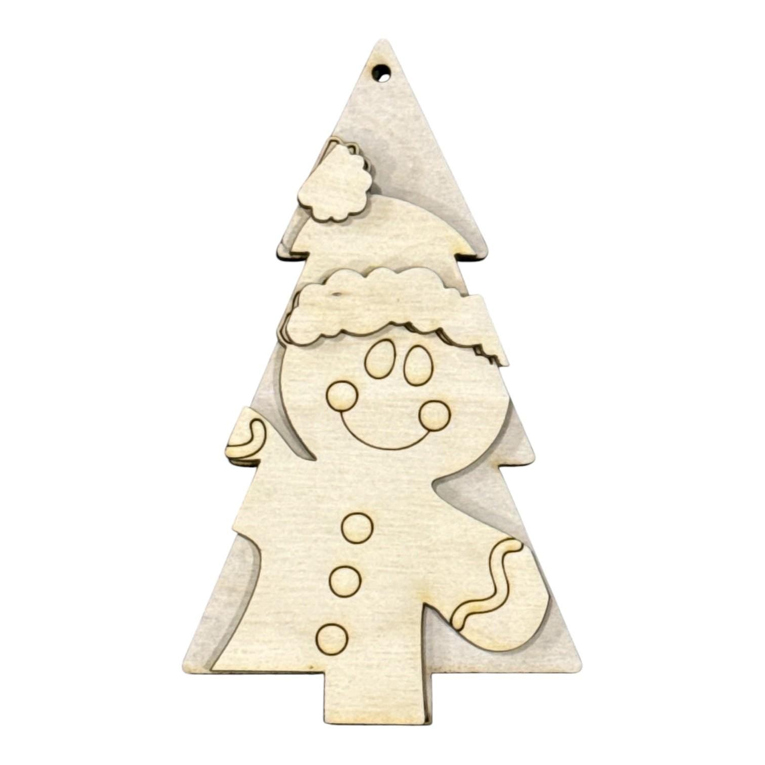 DIY Set of 7 Christmas Tree Friends Ornaments, Unfinished Ornaments