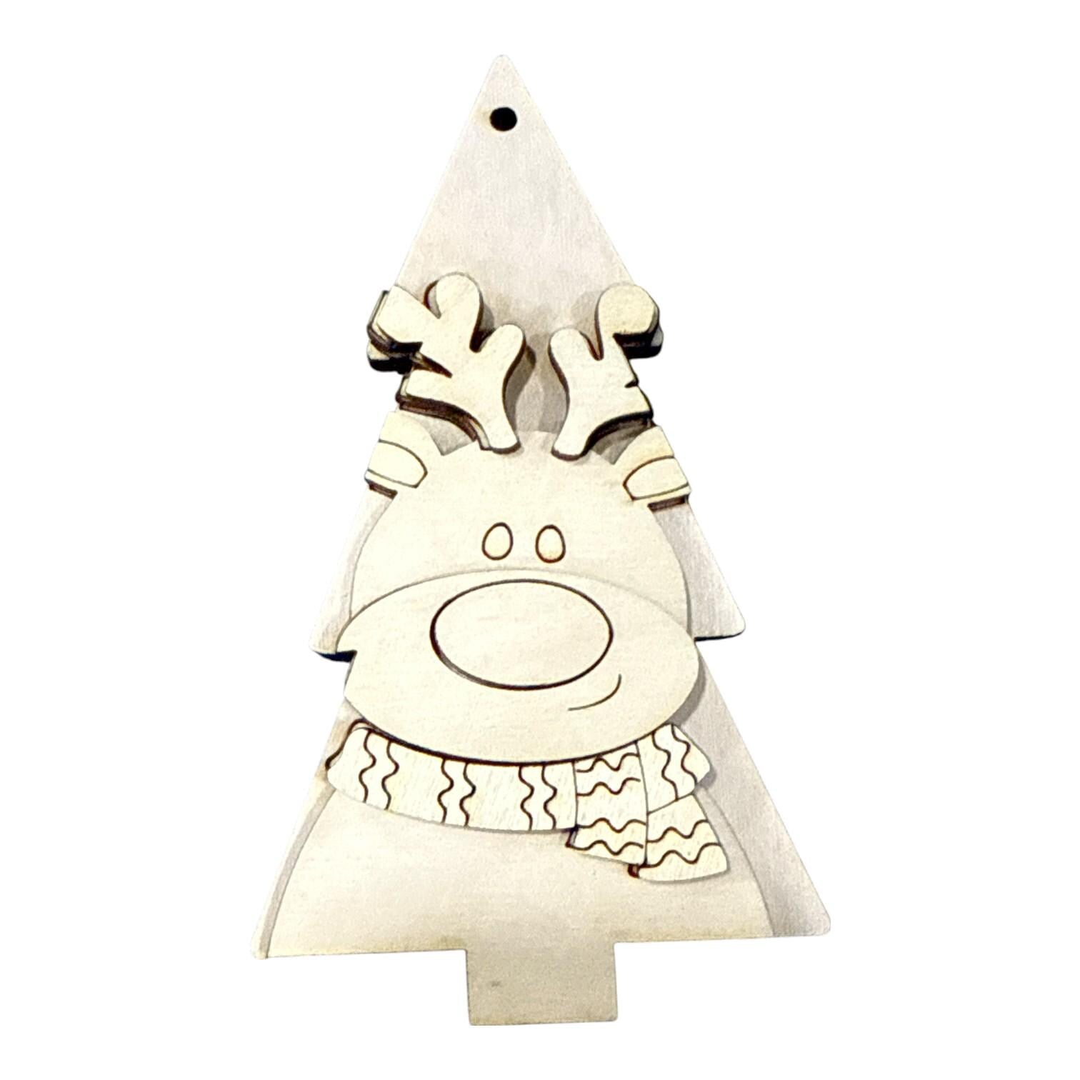 DIY Set of 7 Christmas Tree Friends Ornaments, Unfinished Ornaments