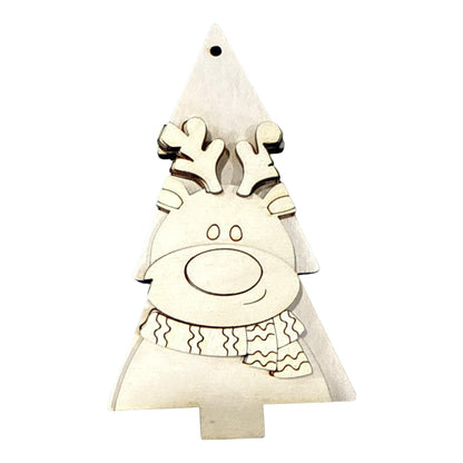 DIY Set of 7 Christmas Tree Friends Ornaments, Unfinished Ornaments