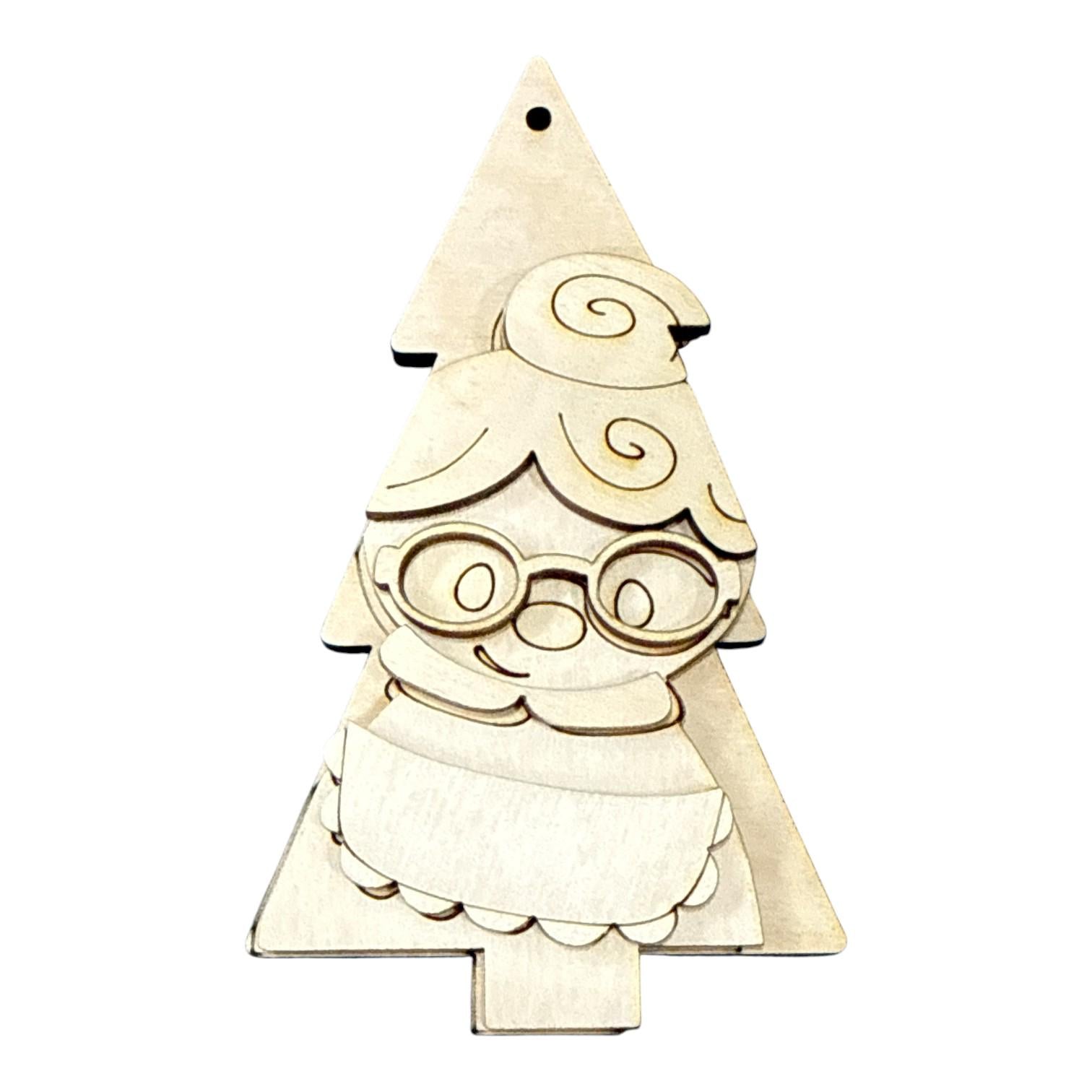 DIY Set of 7 Christmas Tree Friends Ornaments, Unfinished Ornaments
