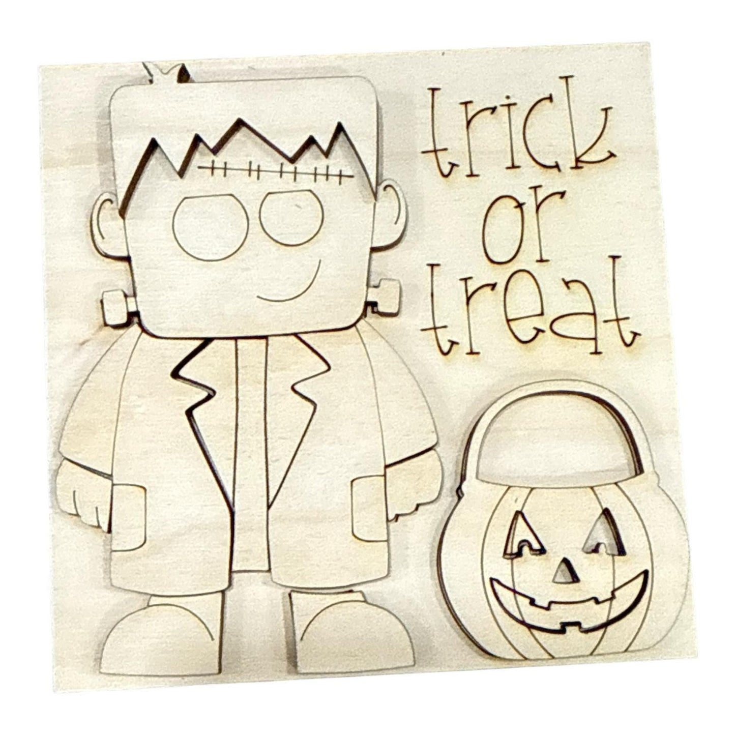 DIY Frankenstein Happy Haunting Ladder Inserts DIY, 4.25" Squares for inserts, Leaning ladder inserts, Fall
