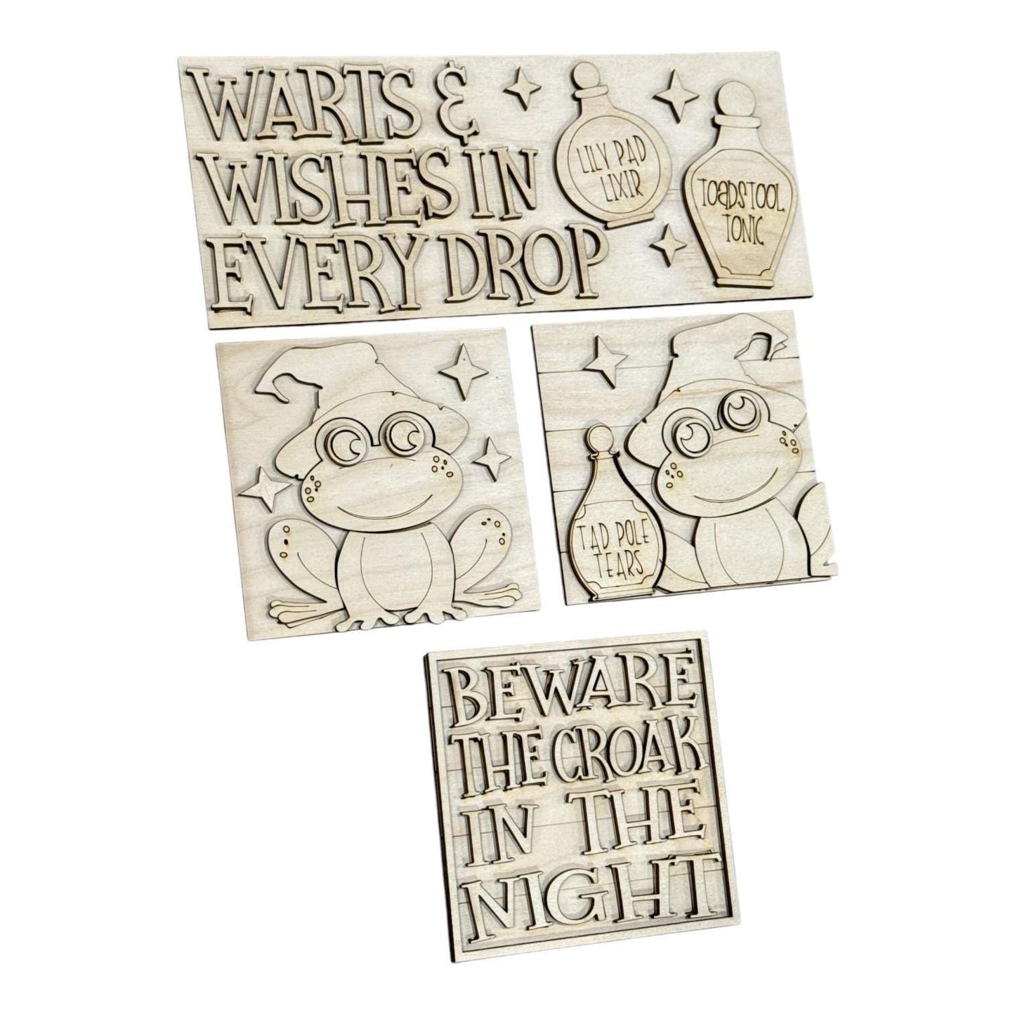 DIY Warts and Wishes Frog Halloween Ladder Inserts DIY, 4.25" Squares for inserts, Leaning ladder inserts, Halloween