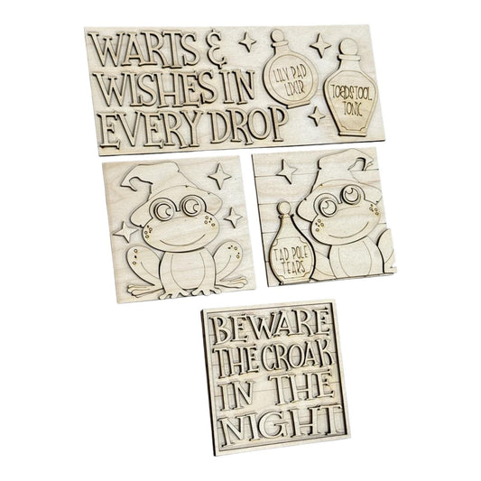 DIY Warts and Wishes Frog Halloween Ladder Inserts DIY, 4.25" Squares for inserts, Leaning ladder inserts, Halloween