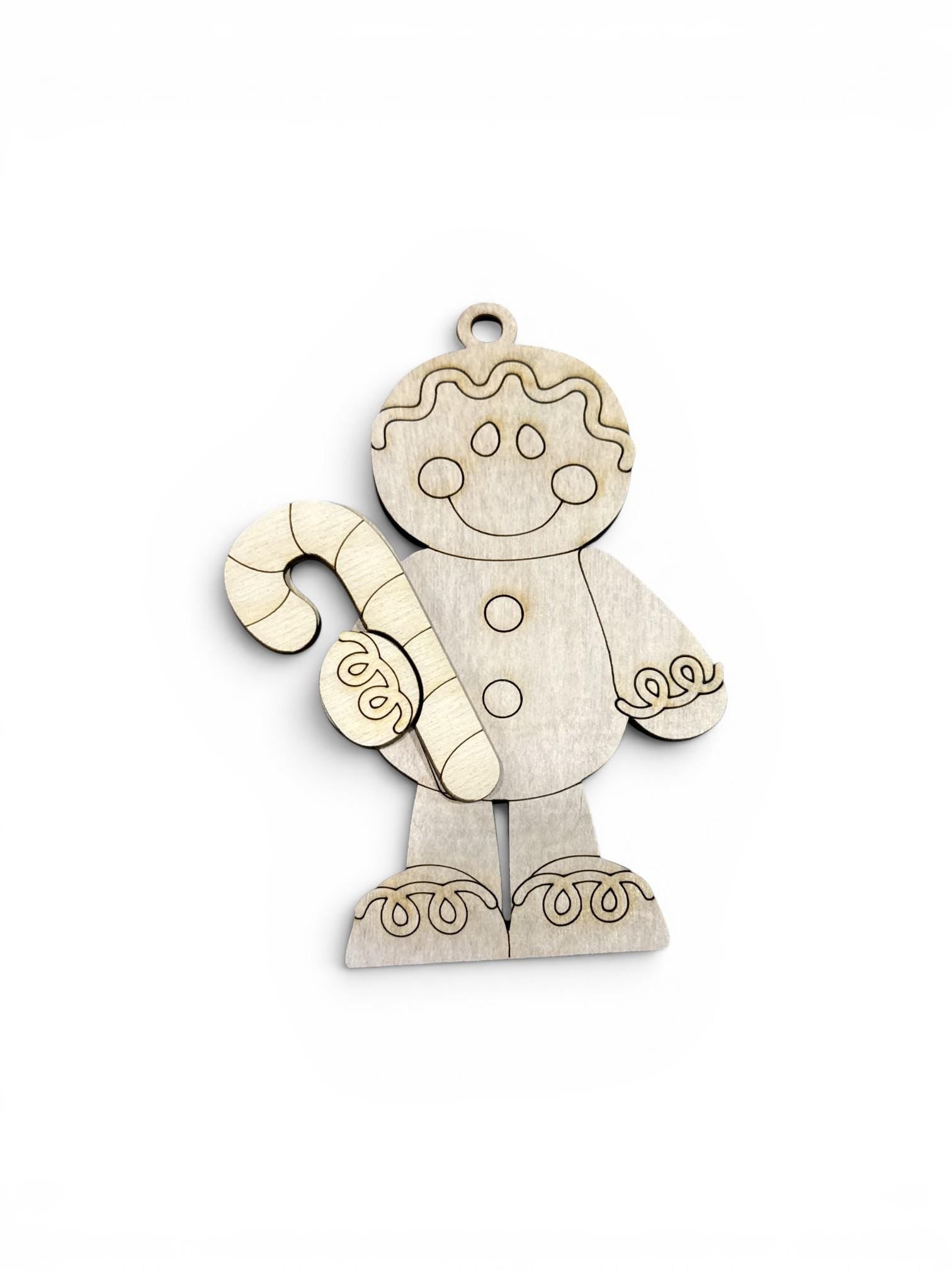 DIY Full Set Gingerbread Ornaments, Unfinished Ornaments, Full Set