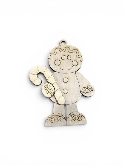 DIY Full Set Gingerbread Ornaments, Unfinished Ornaments, Full Set