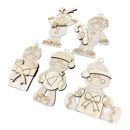 DIY Full Set Gingerbread Ornaments, Unfinished Ornaments, Full Set