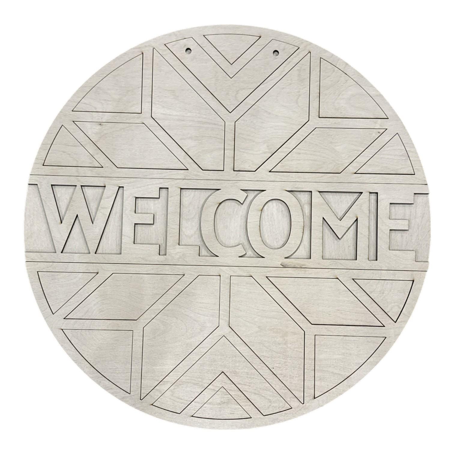 DIY Welcome Quilt Patter Door Hanger, Unfinished Door Hanger: DIY Door Hanger, Hello, Personalized