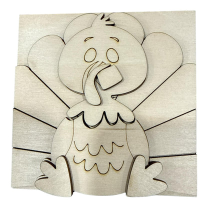 DIY Mini Turkey Cute Thanksgiving DIY, Mini Squares for inserts, Leaning ladder insert, Gobble