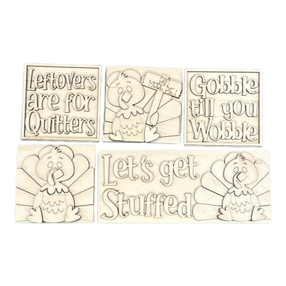 DIY Mini Turkey Cute Thanksgiving DIY, Mini Squares for inserts, Leaning ladder insert, Gobble