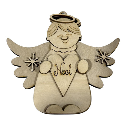 DIY Set of 3 Large Angel Ornaments, Unfinished Ornaments, Angels Unfinished Wooden Ornaments