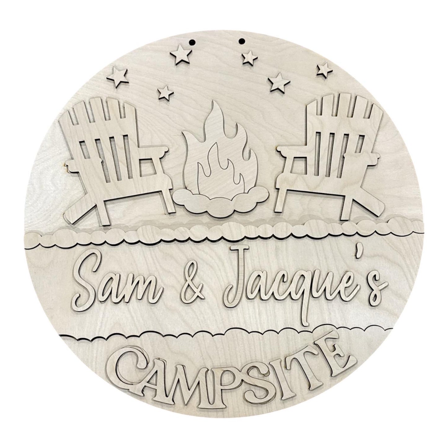 DIY Campsite personalized Door Hanger, 3d Door Hanger, Unfinished Door Hanger