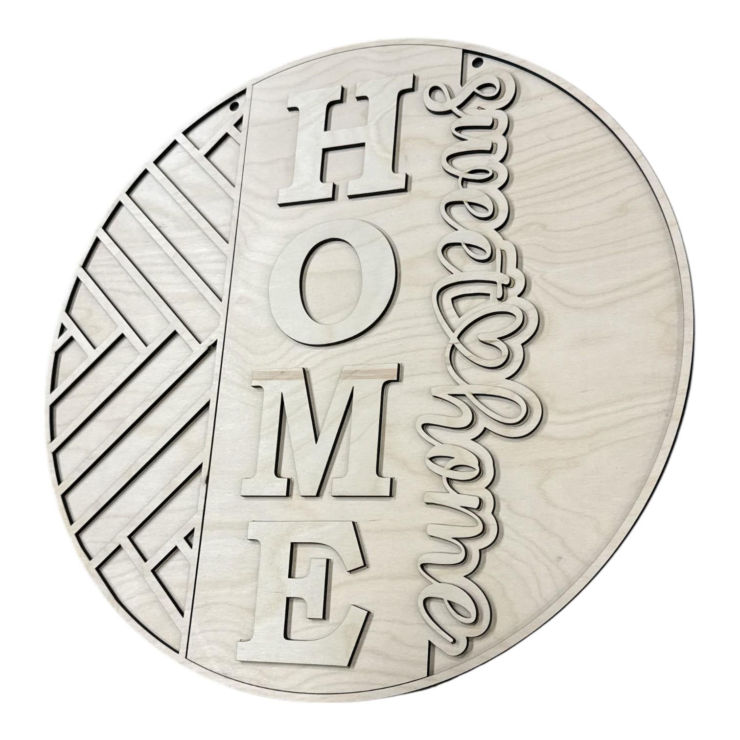 DIY Home Sweet home with Heart Door Hanger, 3d Door Hanger, Unfinished Door Hanger