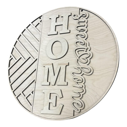 DIY Home Sweet home with Heart Door Hanger, 3d Door Hanger, Unfinished Door Hanger