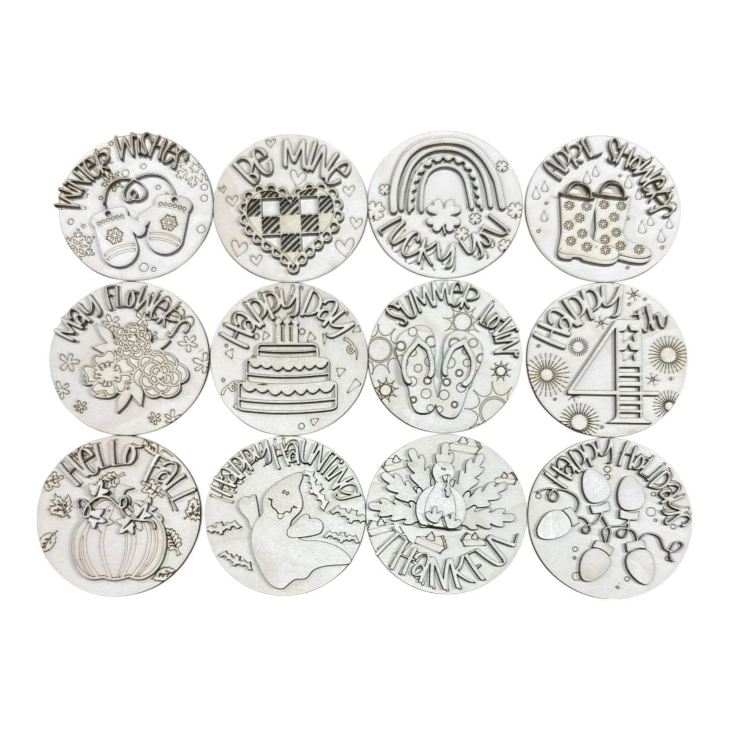 DIY Bundle 11 Seasonals, 3" or 6" rounds, DIY Seasonal Interchangeable Sign Rounds: DIY Craft Bundle, Craft Seasonal Inserts