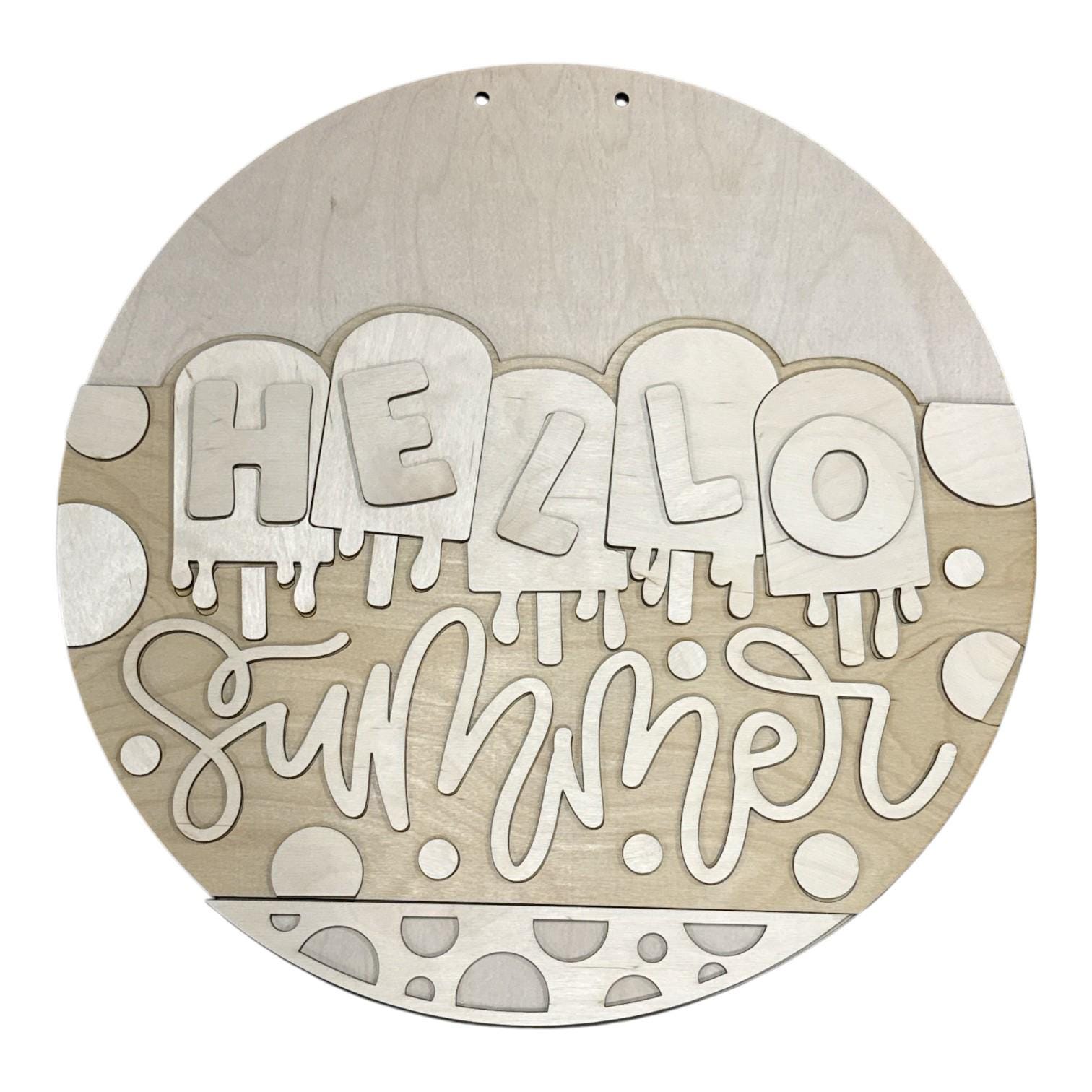 DIY Hello Summer Popsicles 3D Door Hanger, Unfinished Door Hanger