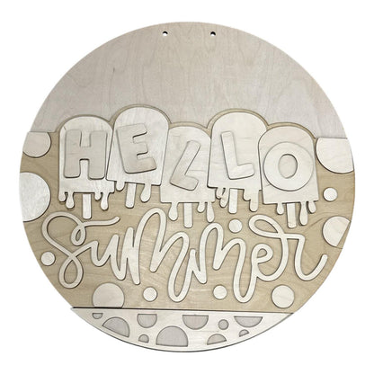 DIY Hello Summer Popsicles 3D Door Hanger, Unfinished Door Hanger