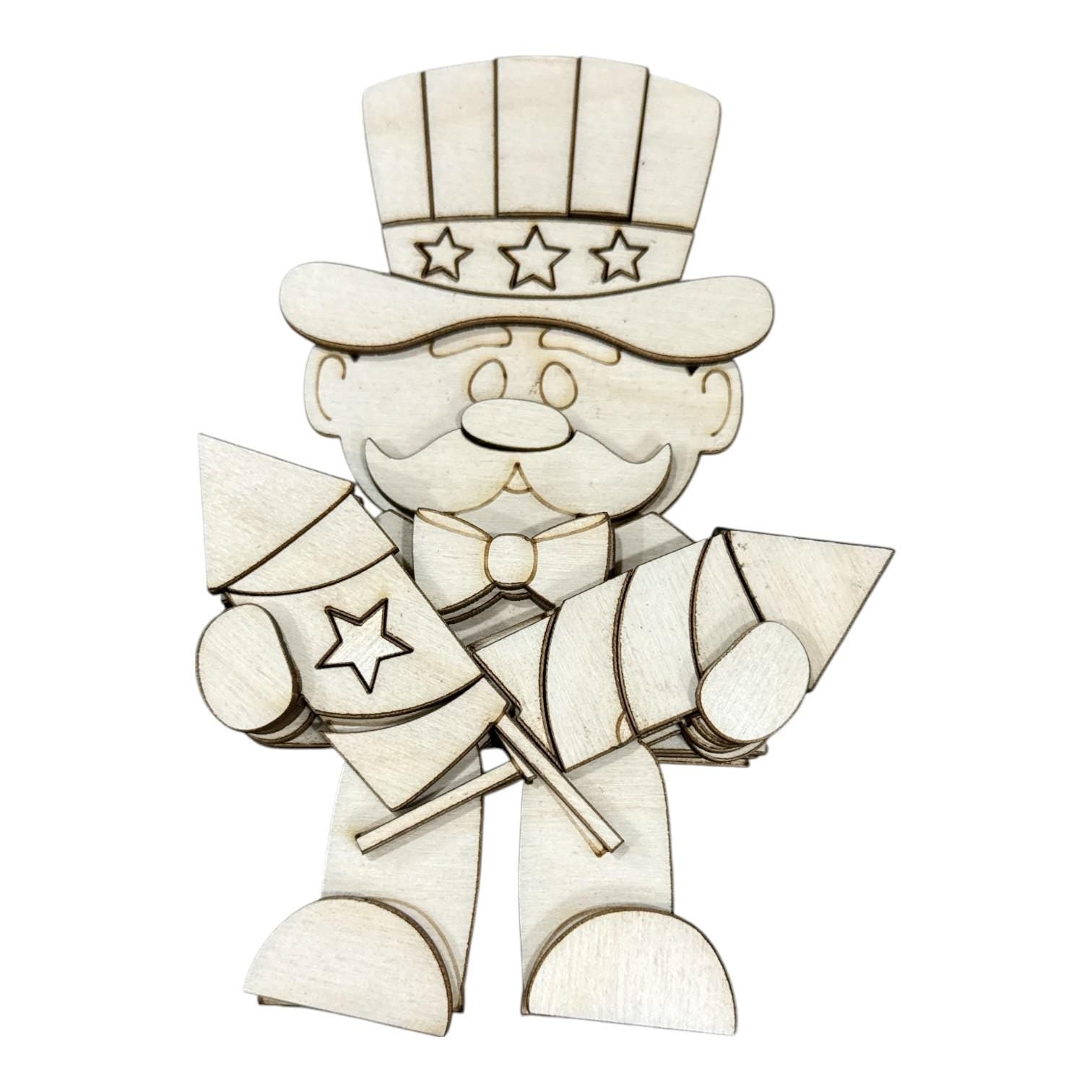 DIY Uncle Sam Fireworks Chair Shelf Sitter, Interchangeable Unfinished Christmas