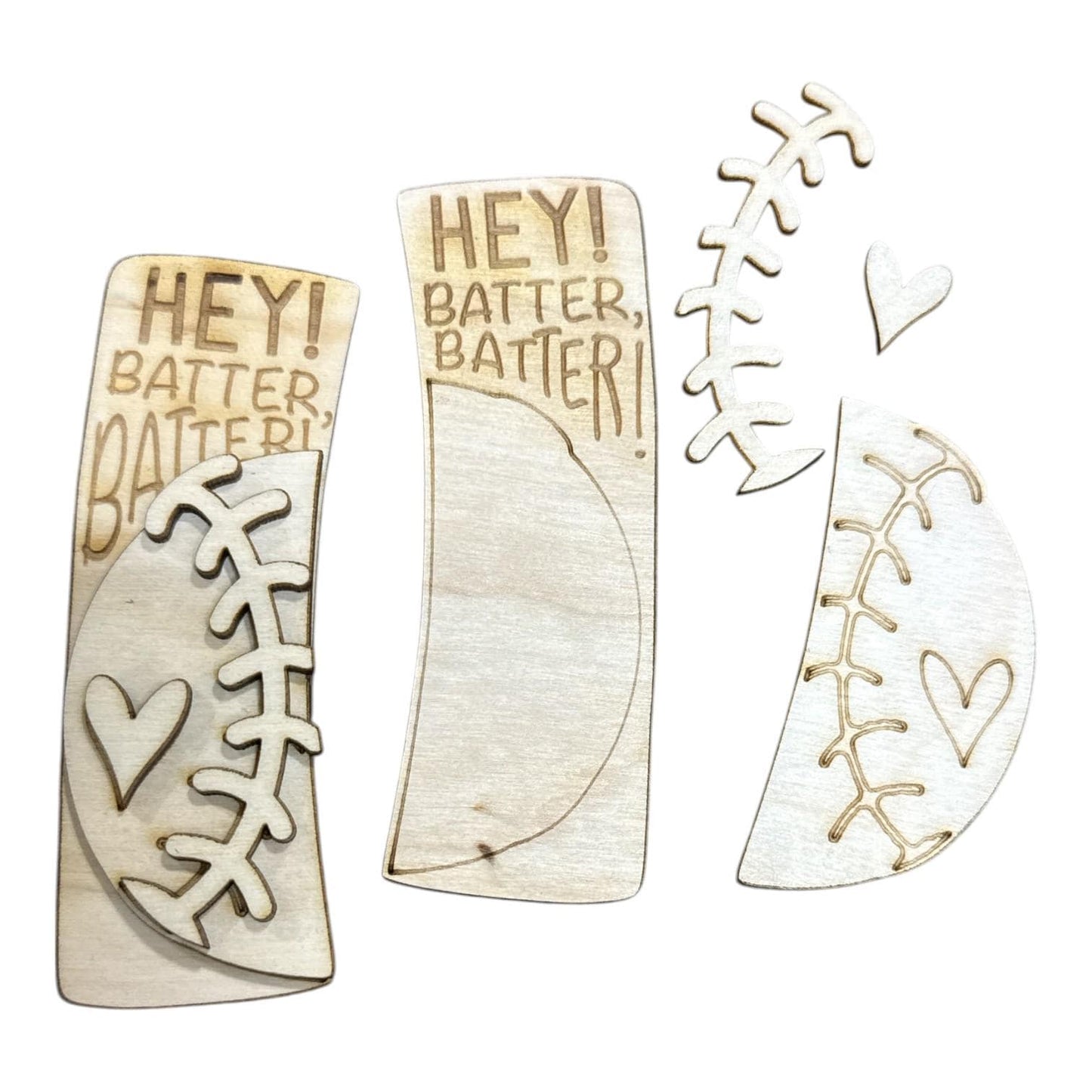 DIY Hey Batter Batter Baseball Hair Clip Pieces: Unfinished Wood Laser Cut Blanks