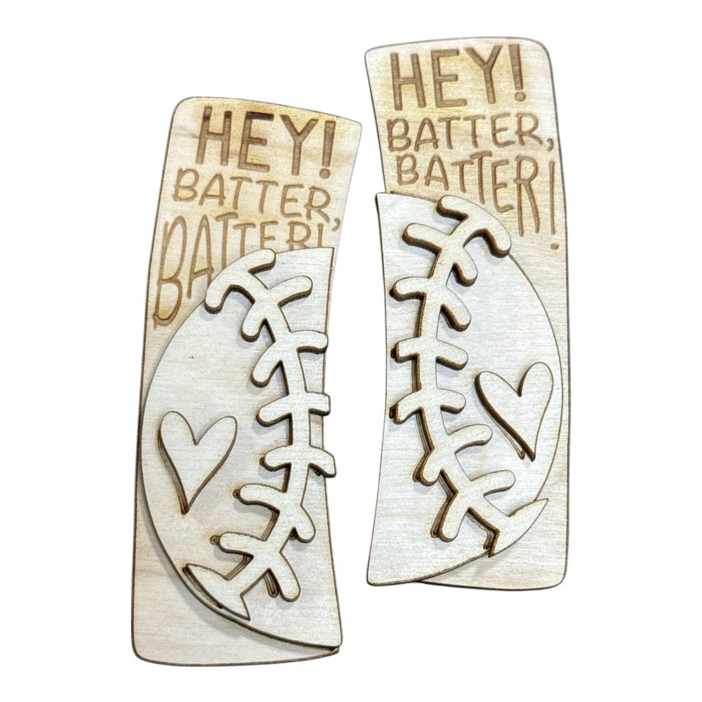 DIY Hey Batter Batter Baseball Hair Clip Pieces: Unfinished Wood Laser Cut Blanks