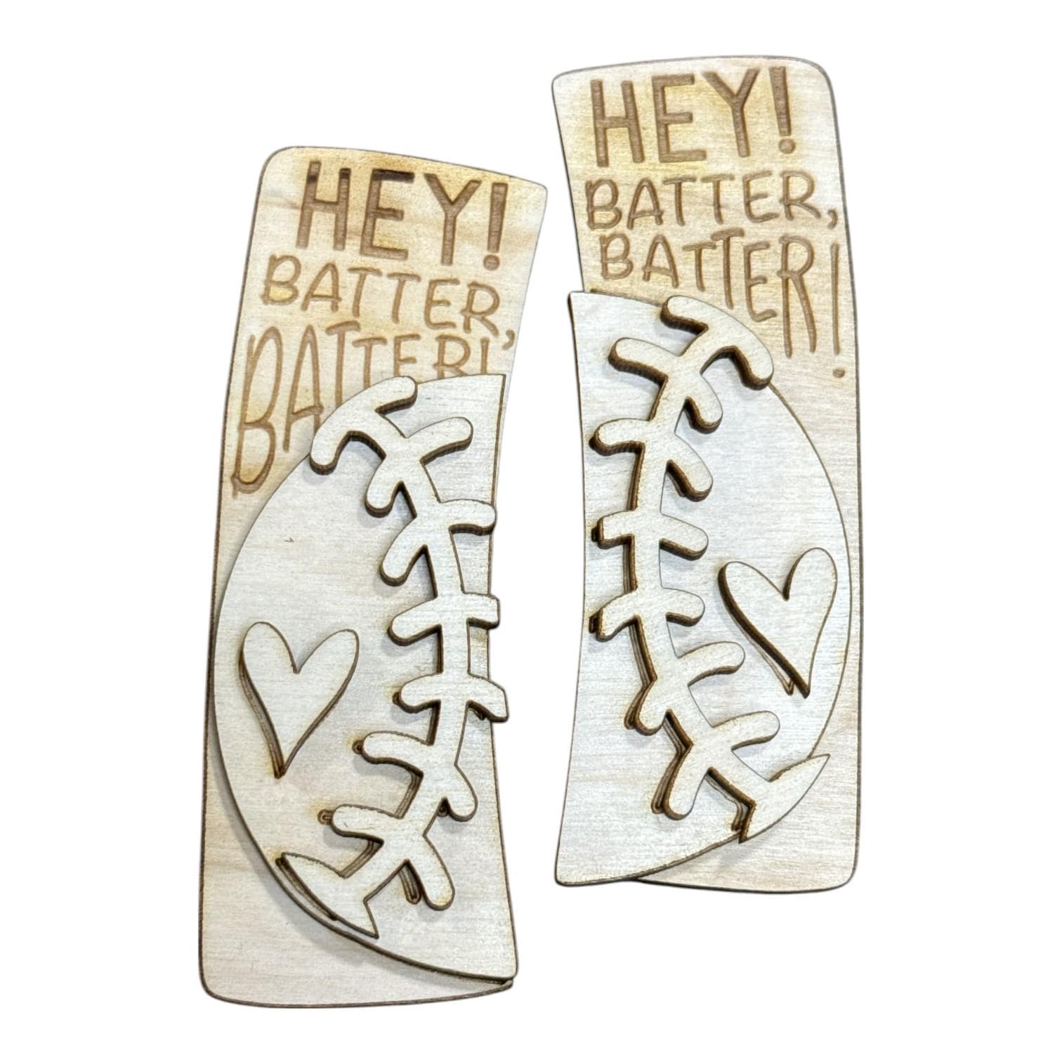 DIY Hey Batter Batter Baseball Hair Clip Pieces: Unfinished Wood Laser Cut Blanks