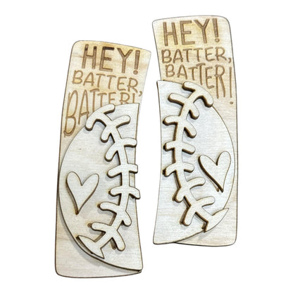DIY Hey Batter Batter Baseball Hair Clip Pieces: Unfinished Wood Laser Cut Blanks