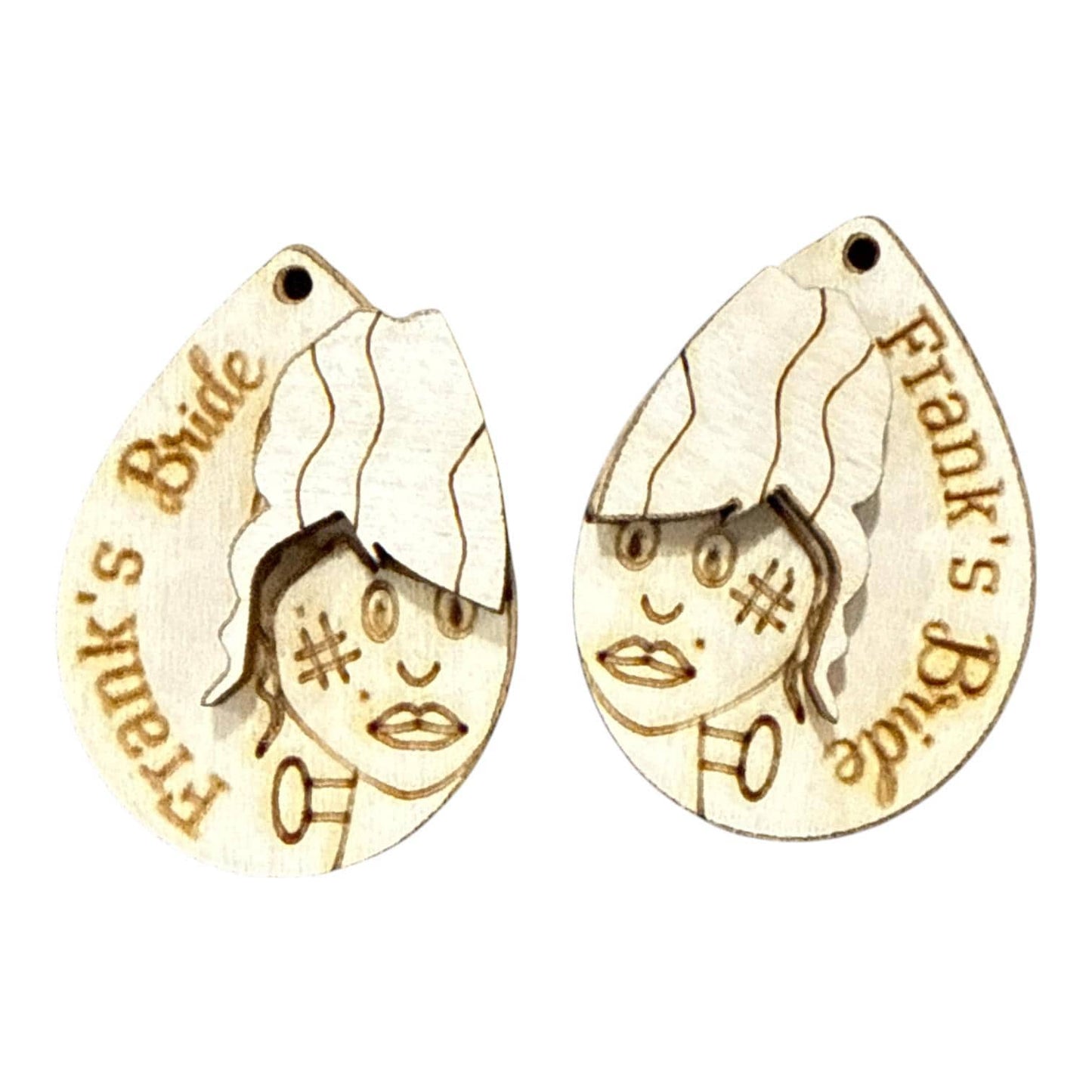 DIY Frankie Frankenstein & Bride Wooden Earrings: Unfinished Halloween Jewelry