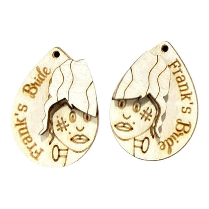 DIY Frankie Frankenstein & Bride Wooden Earrings: Unfinished Halloween Jewelry