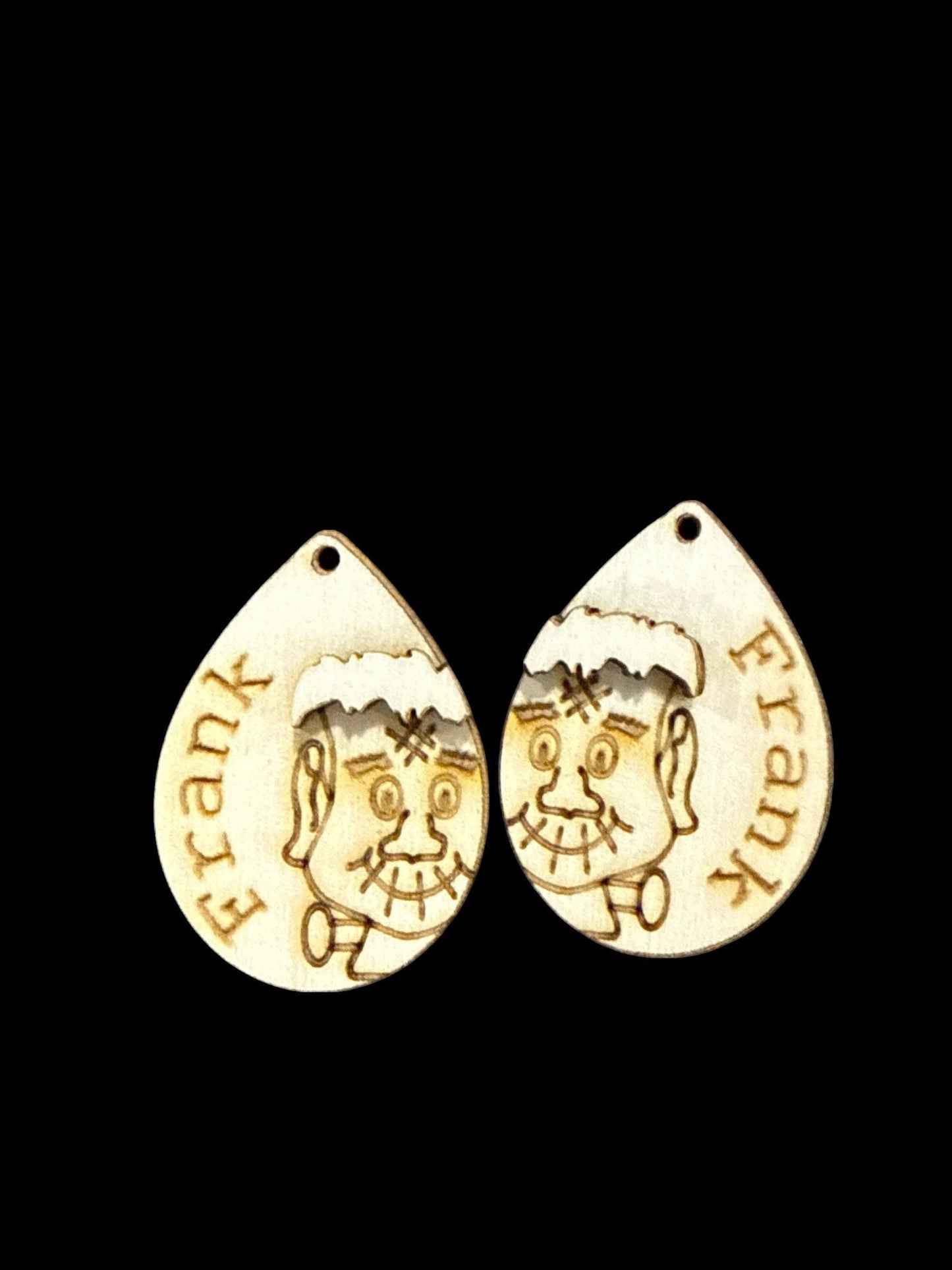 DIY Frankie Frankenstein & Bride Wooden Earrings: Unfinished Halloween Jewelry