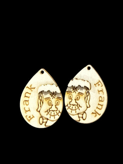 DIY Frankie Frankenstein & Bride Wooden Earrings: Unfinished Halloween Jewelry