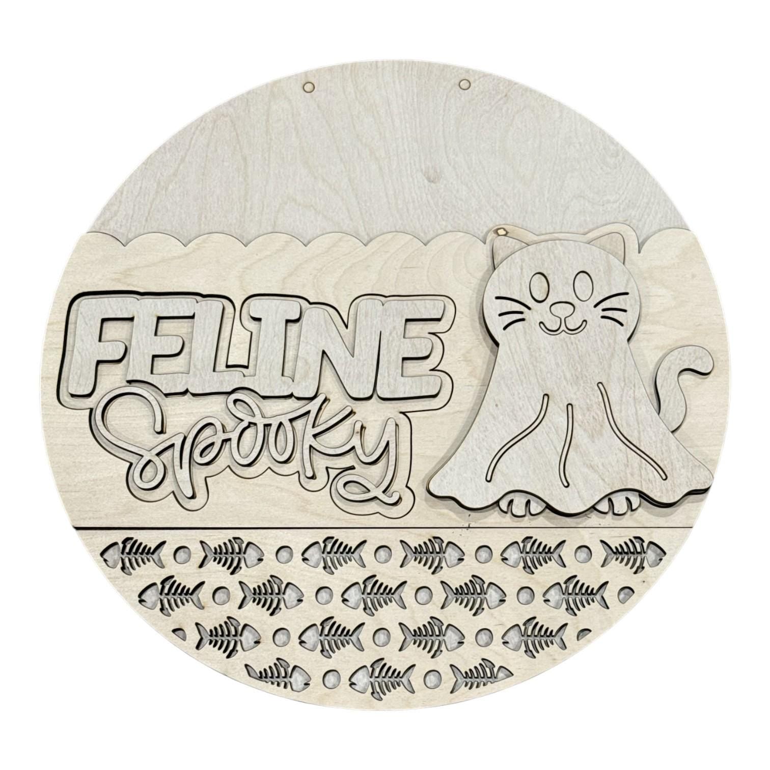 DIY Feeline Spooky 3D Door Hanger, Unfinished Door Hanger, Halloween