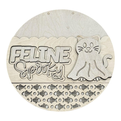 DIY Feeline Spooky 3D Door Hanger, Unfinished Door Hanger, Halloween