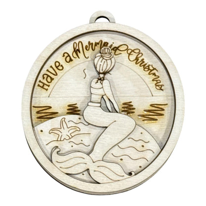 DIY Have a Mermaid Christmas, Mermaid Ornament, Unfinished Ornament
