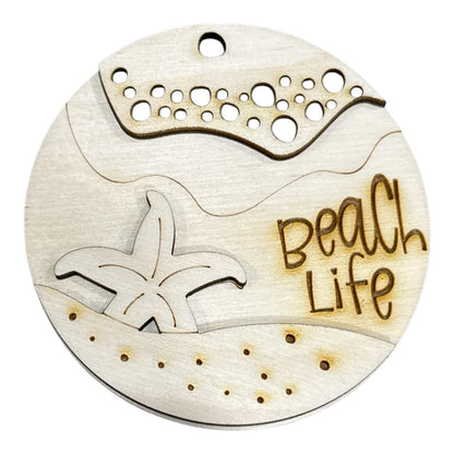 DIY Beach Life Ornaments, Unfinished Ornaments, Beach Life Unfinished Wooden Ornaments