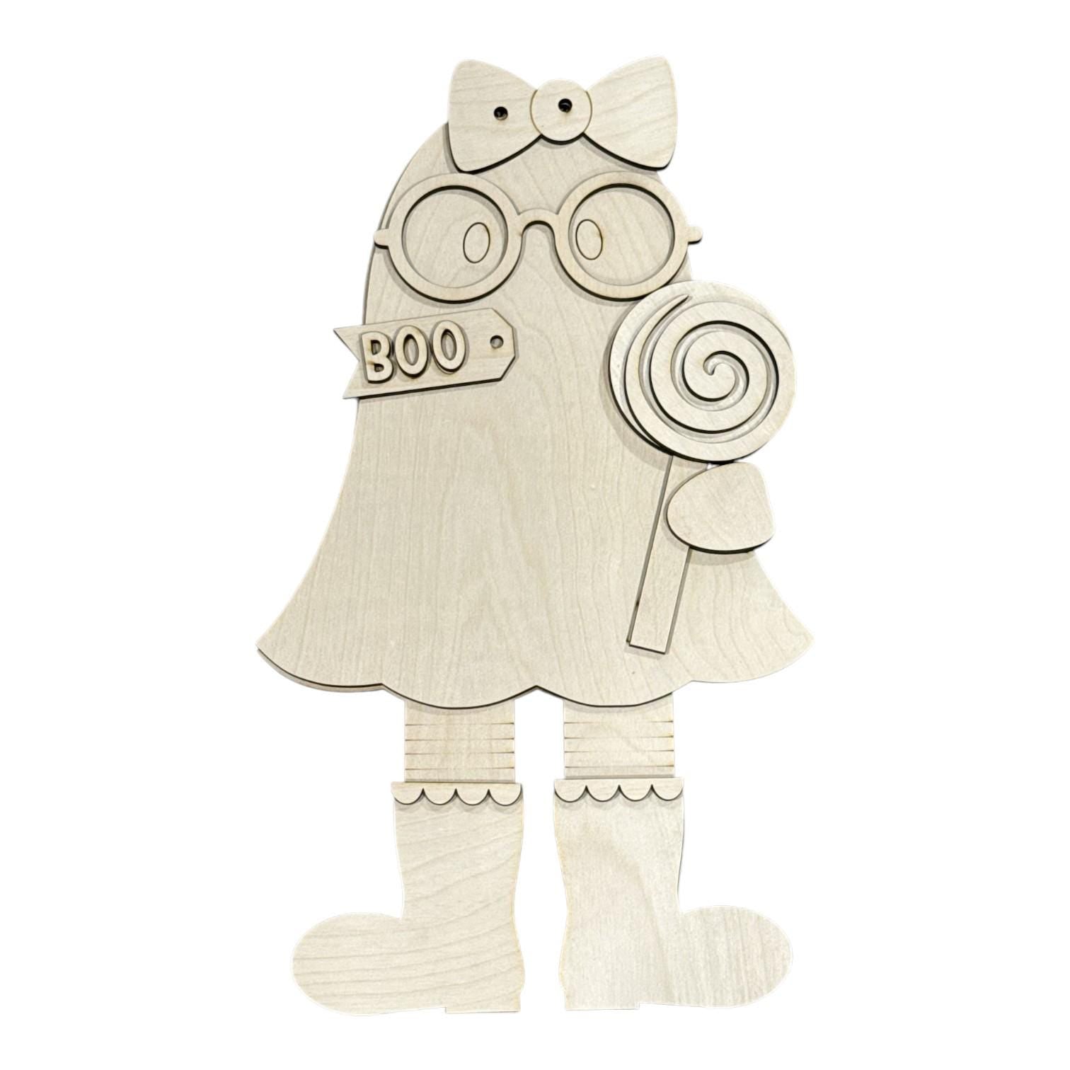 DIY Girtie Halloween Ghost Door Hanger, Cute Ghosts, Fall Sitter, Unfinished, Door Hanger