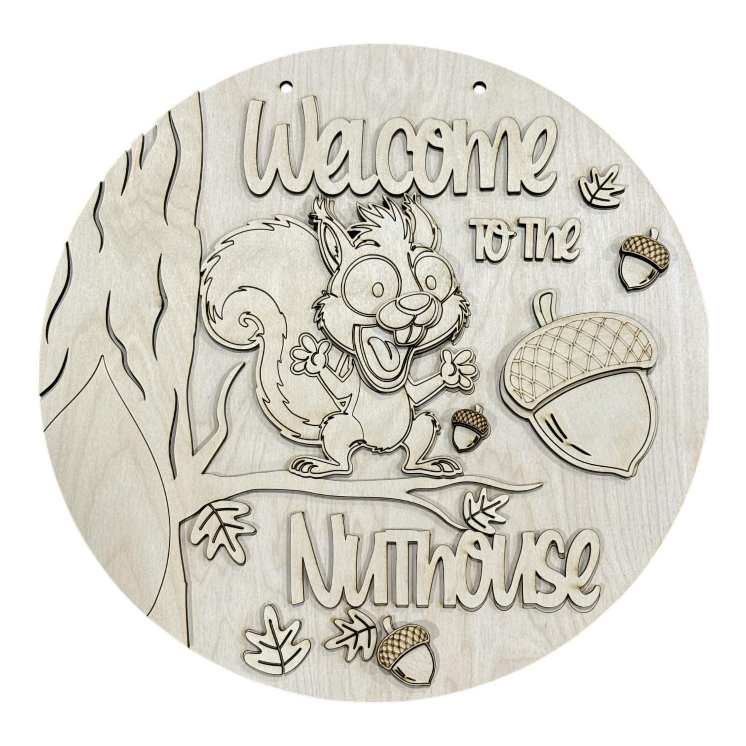 DIY Welcome to the Nuthouse Door Hanger, 3d Door Hanger, Unfinished Door Hanger