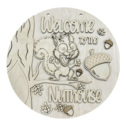 DIY Welcome to the Nuthouse Door Hanger, 3d Door Hanger, Unfinished Door Hanger