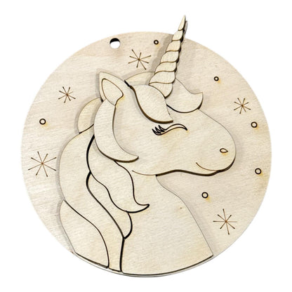 DIY Unicorn Christmas Ornament, Whimsical Unicorn Unfinished, DIY Christmas Tree Decoration