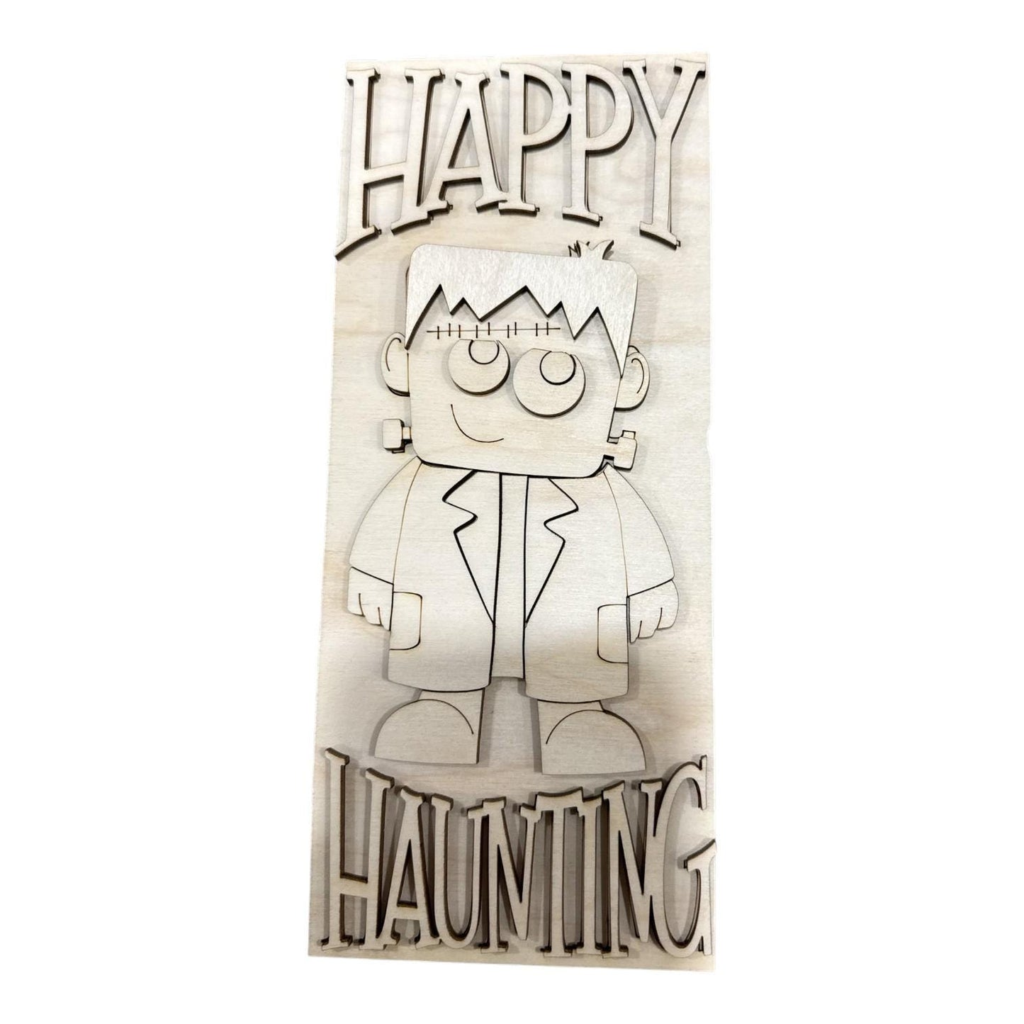 DIY Frankenstein Happy Haunting Ladder Inserts DIY, 4.25" Squares for inserts, Leaning ladder inserts, Fall
