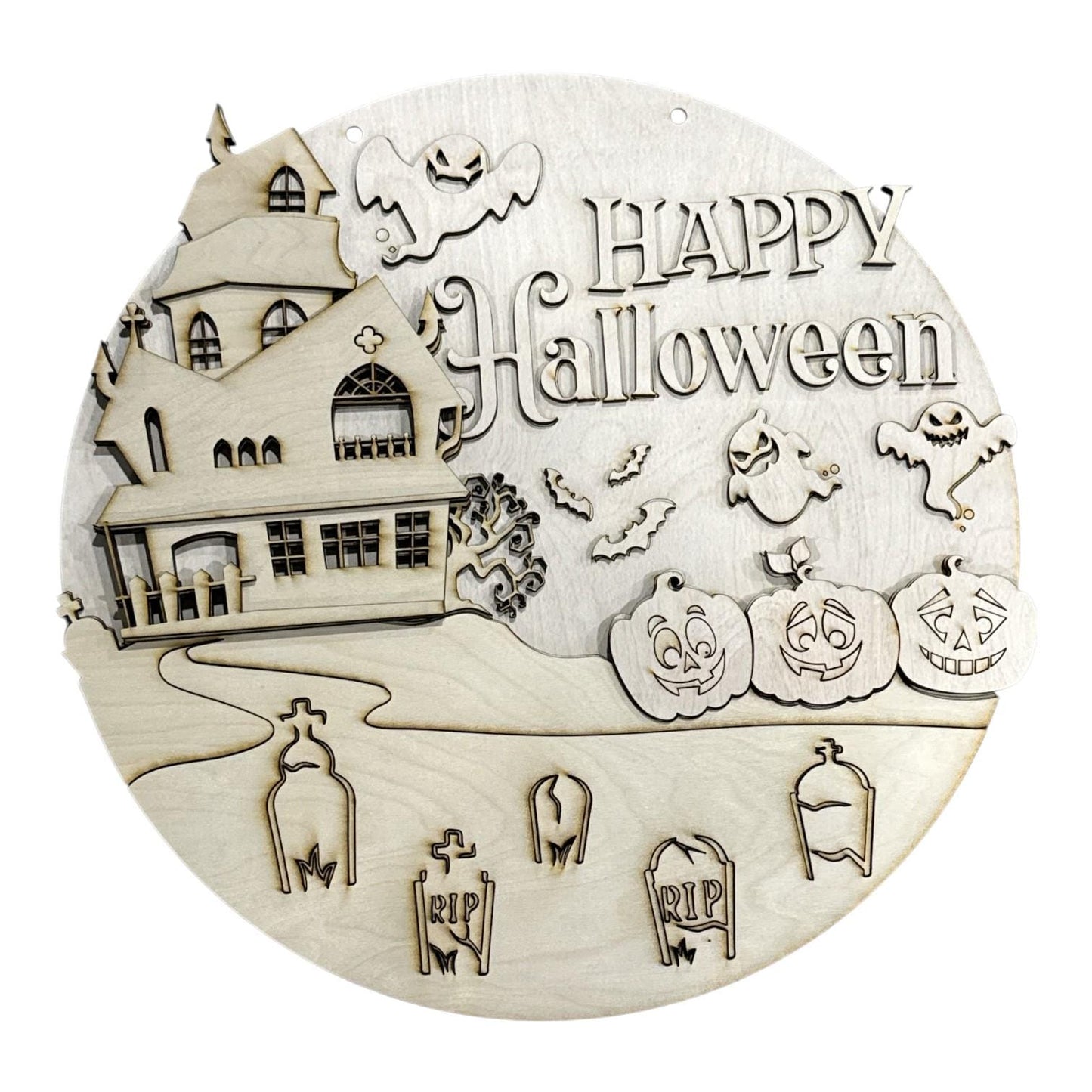 DIY Happy Halloween Haunted House Door Hanger, 3d Door Hanger, Unfinished Door Hanger