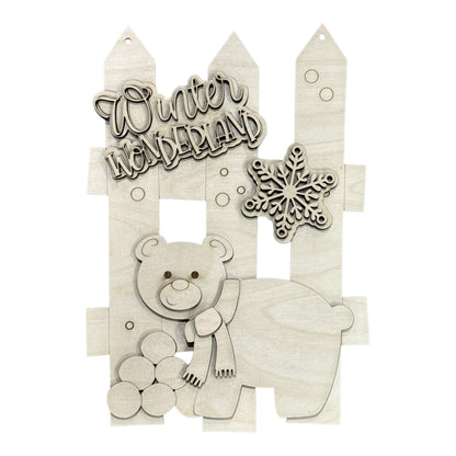 DIY Winter Wonderland Polar Bear Unfinished Wood Door Hanger: Paint Craft Project