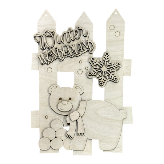 DIY Winter Wonderland Polar Bear Unfinished Wood Door Hanger: Paint Craft Project