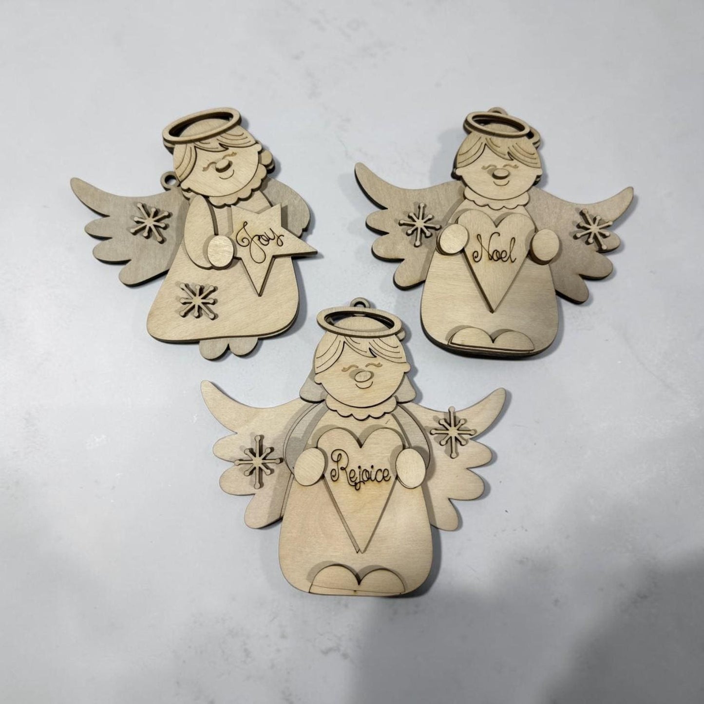 DIY Set of 3 Large Angel Ornaments, Unfinished Ornaments, Angels Unfinished Wooden Ornaments