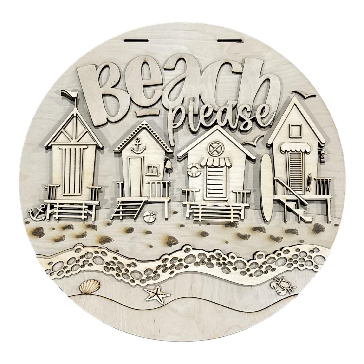 DIY Beach Please Door Hanger Unfinished Wood Door Hanger: Paint Craft Project