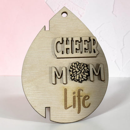 DIY Cheer Mom, Mom Hair Rearview Mirror Charm, Custom Ponytail Holder, Hair Tie Accessory