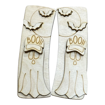 DIY Boo Ghost Halloween Claw Clip: Unfinished Wood Laser Cut Blank, crafter