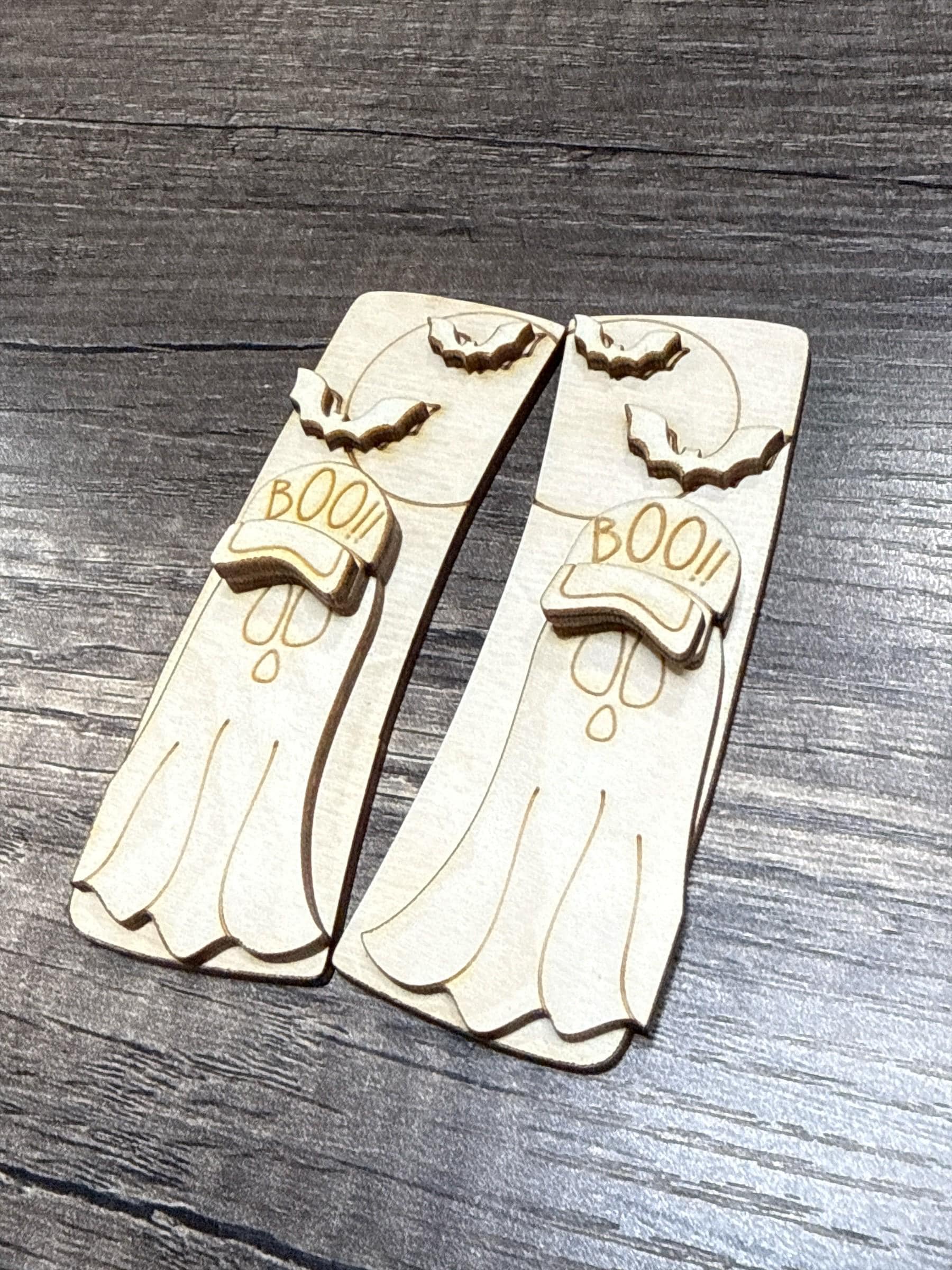 DIY Boo Ghost Halloween Claw Clip: Unfinished Wood Laser Cut Blank, crafter